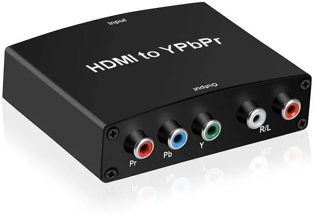 Main image of HDMI to Component Converter, HDMI to 1080P YPbPr 5RCA RGB + R/L Video Audio Adapter, Support Apple TV, PS5, Roku, Xbox, Fire Stick, DVD Players to HDTV and Projector (Black)