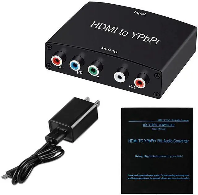 Alt view image 7 of 7 - HDMI to Component Converter, HDMI to 1080P YPbPr 5RCA RGB + R/L Video Audio Adapter, Support Apple TV, PS5, Roku, Xbox, Fire Stick, DVD Players to HDTV and Projector (Black)