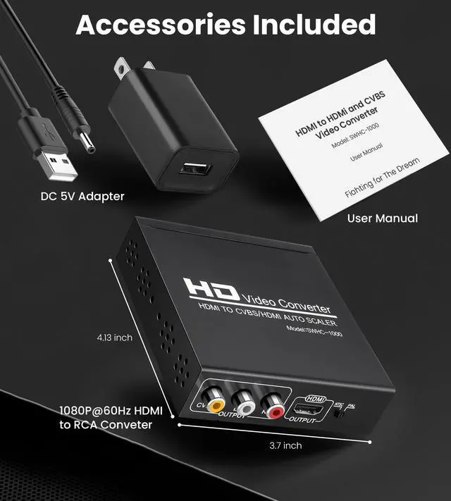 Alt view image 6 of 7 - HDMI to RCA and HDMI Adapter Converter, 3RCA CVBS AV Composite Video Audio Adapter/Splitter, with PowerAdapter Support 1080P, PAL, NTSC, for HD TV, Older TV,Camera, Monitor, etc(Black)