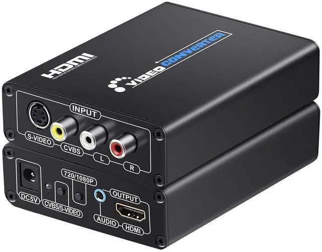 Main image of RCA Svideo to HDMI Converter with AV + S-Video Cables, RCA Composite CVBS AV or Svideo + R/L Audio Input to HDTV Output Upscale Converter