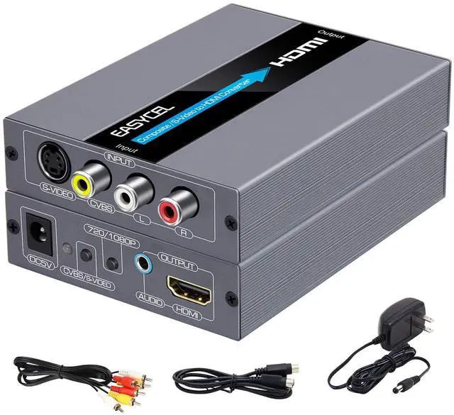 Main image of RCA Svideo to HDMI Converter, RCA Composite CVBS AV or Svideo + R/L Audio Input to HDMI Output Upscale Converter, Supports 720P/ 1080P Output Switch for N64, PS2, Wii, DVD