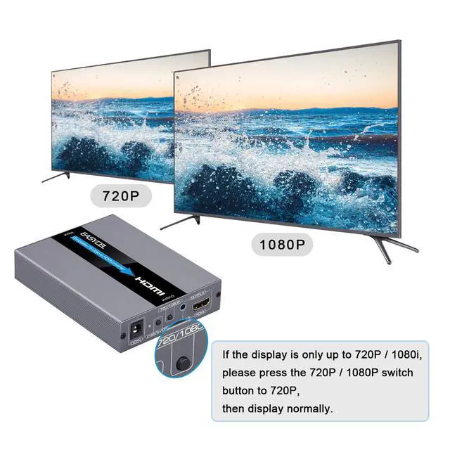 Alt view image 5 of 7 - RCA Svideo to HDMI Converter, RCA Composite CVBS AV or Svideo + R/L Audio Input to HDMI Output Upscale Converter, Supports 720P/ 1080P Output Switch for N64, PS2, Wii, DVD