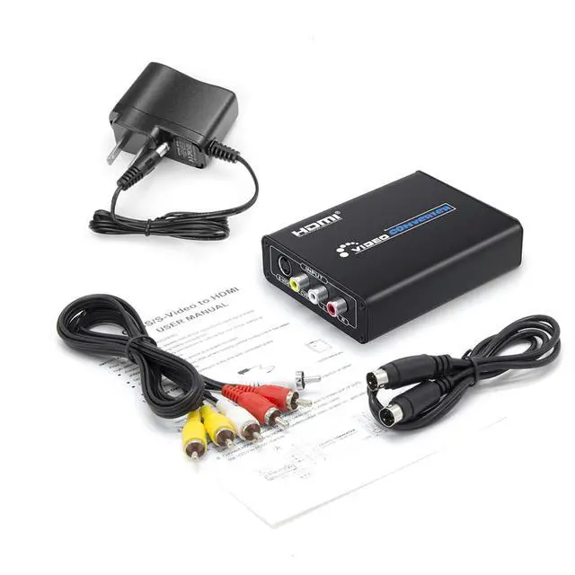 Alt view image 7 of 7 - RCA Svideo to HDMI Converter with AV + S-Video Cables, RCA Composite CVBS AV or Svideo + R/L Audio Input to HDTV Output Upscale Converter