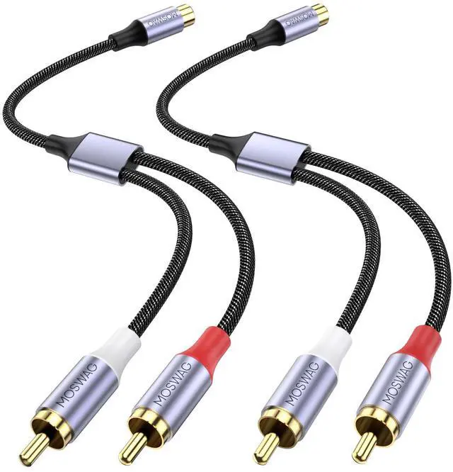 Main image of RCA Splitter 1 Female to 2 Male 2 Pack, RCA Y Splitter Audio Video Cable Splitter Adapter for Amplifiers, Gaming Consoles, CD Player, Subwoofer, Home Theater, HDTV