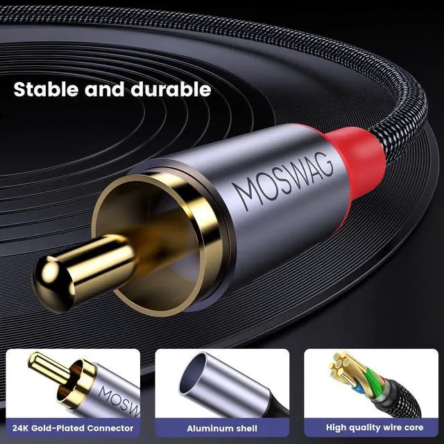 Alt view image 3 of 6 - RCA Splitter 1 Female to 2 Male 2 Pack, RCA Y Splitter Audio Video Cable Splitter Adapter for Amplifiers, Gaming Consoles, CD Player, Subwoofer, Home Theater, HDTV