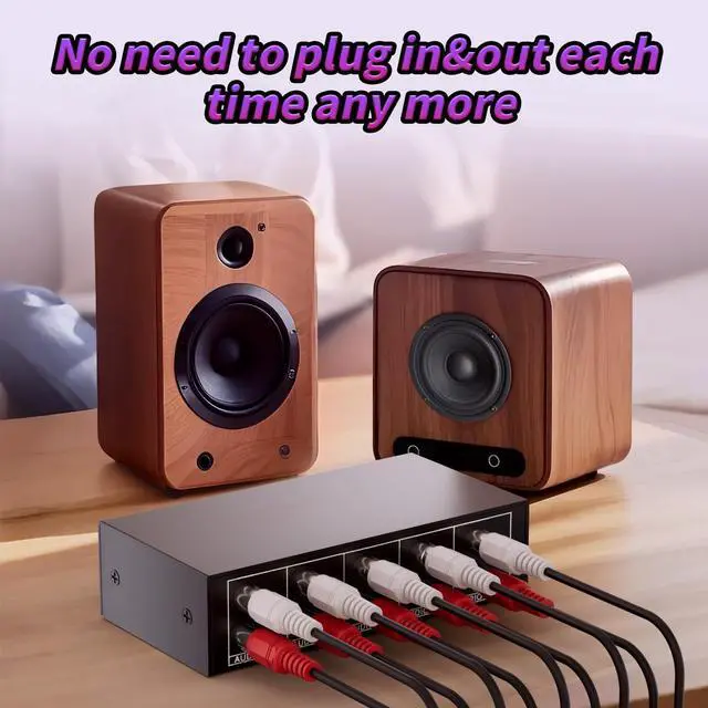 Alt view image 5 of 7 - 3.5mm Aux + RCA L/R Audio Splitter 1 in 4 Out, 4-Way Stereo Audio Distributor Box 4-Channel Stereo RCA Splitter 1x4 for DVD Player, Game Console, Headphones, Speaker - w/Power