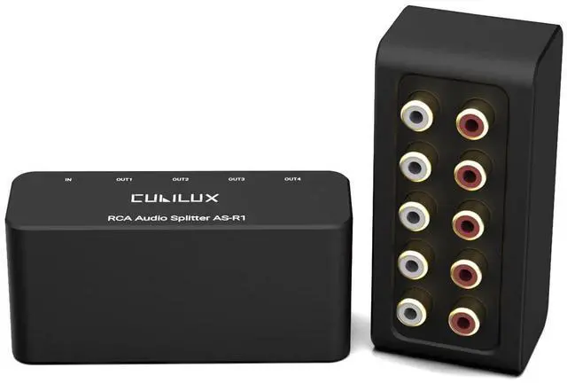 Main image of AS-R1 4-Way Audio Splitter Box - 4-Channel Stereo RCA Splitter - Aluminum Alloy (1 in 4 Out)