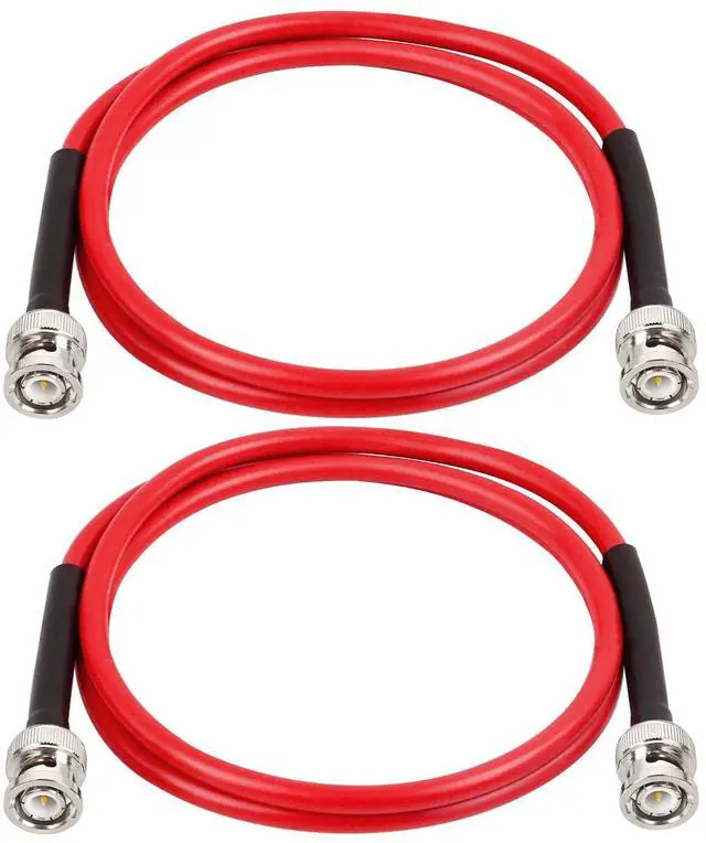 Main image of BNC Cable - 3FT 2PCS RG58 50 ohm BNC Male to Male Coax Cables Low Loss BNC Extension Coaxial Cable for Antennas, RF Radios, Modems, Oscilloscopes, Spectrum, etc (Red)