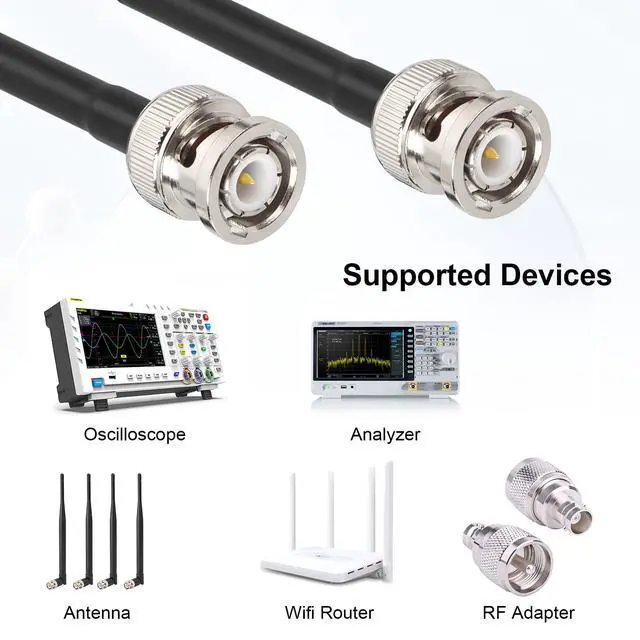Alt view image 5 of 7 - BNC Cable - 3FT 2PCS RG58 50 ohm BNC Male to Male Coax Cables Low Loss BNC Extension Coaxial Cable for Antennas, RF Radios, Modems, Oscilloscopes, Spectrum, etc (Red)