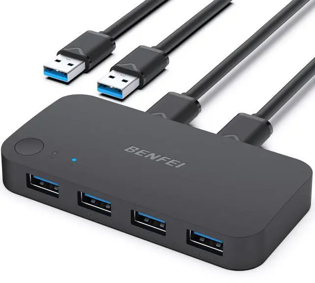 Main image of USB 3.0 Switch, USB Switch 2 Computers Share 4 USB for PC, Mouse, Keyboard, Printer, Scanner, USB KVM Switch Selector Compatible with Windows, Mac, Linux