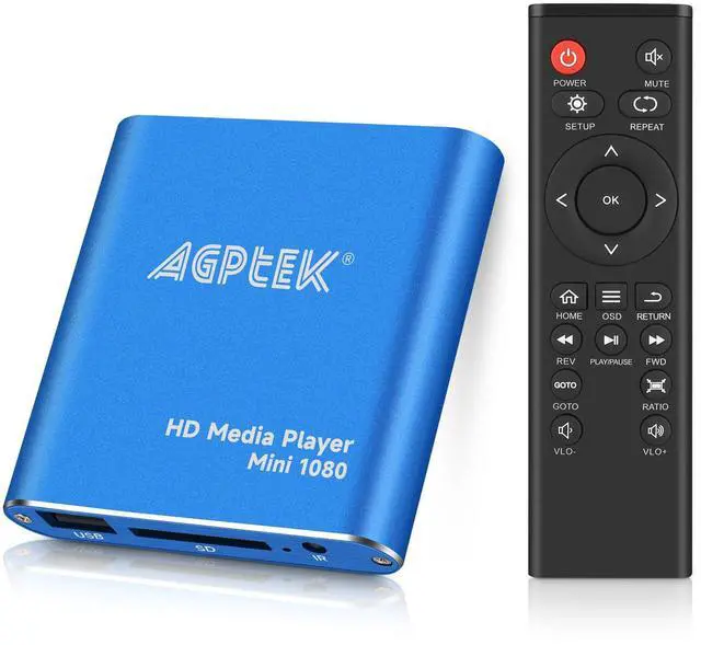 Main image of HDMI Media Player, Blue Mini 1080p Full-HD Ultra HDMI MP4 Player for -MKV/RM/ MP4 / AVI etc- HDD USB Flash Drive/HDD and SD Card