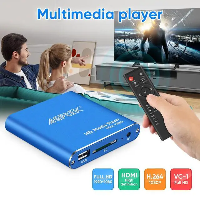 Alt view image 2 of 7 - HDMI Media Player, Blue Mini 1080p Full-HD Ultra HDMI MP4 Player for -MKV/RM/ MP4 / AVI etc- HDD USB Flash Drive/HDD and SD Card
