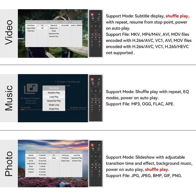 Alt view image 4 of 7 - HDMI Media Player, Blue Mini 1080p Full-HD Ultra HDMI MP4 Player for -MKV/RM/ MP4 / AVI etc- HDD USB Flash Drive/HDD and SD Card