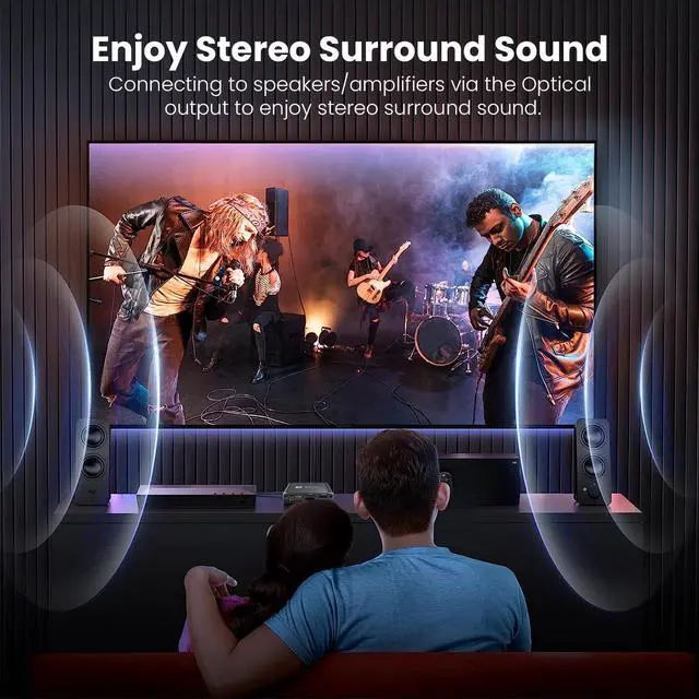 Alt view image 3 of 7 - 4K HD Digital Media Player, TV MP4 Video Player for USB Drive/Micro SD Card, Digital Signage, Auto Playback, H.265/HEVC, Optical/HDMI/AV Output, Grey