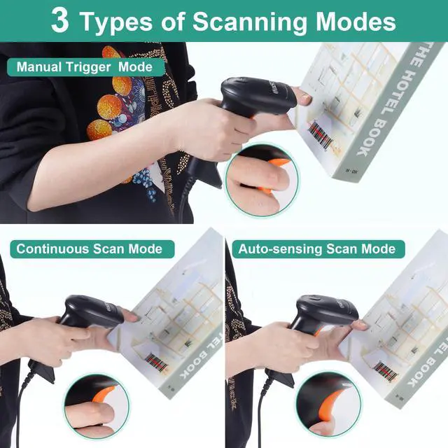 Alt view image 5 of 7 - USB 1D Barcode Scanner, Handheld Wired Laser Barcode Reader with Stand Plug and Play Bar Code Scanners for Warehouse, Library, Supermarket