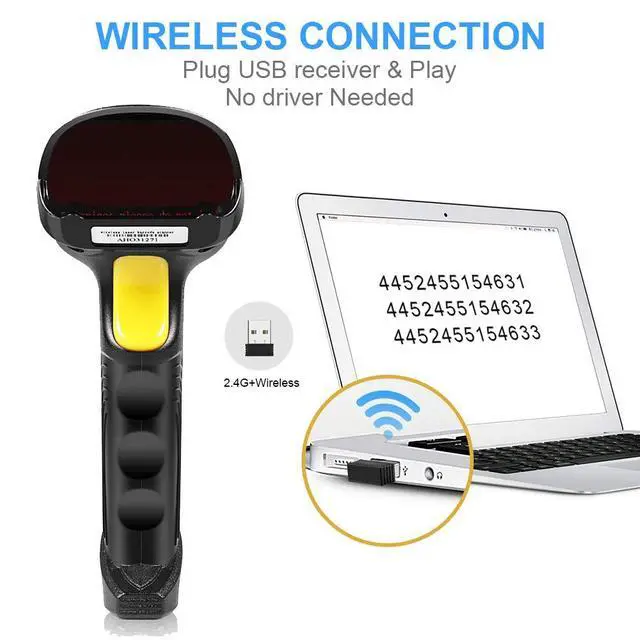 Alt view image 2 of 6 - Barcode Scanner Wireless, USB Quick Laser Barcode Scanner Reader (Lector De Codigo De Barras), Handheld Barcode Reader Scanner for Library Book, Warehouse Inventory, Store