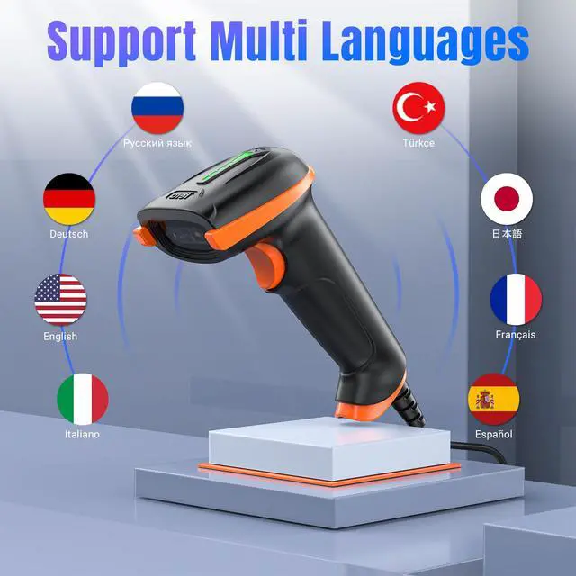 Alt view image 7 of 7 - Upgraded USB 1D 2D QR Barcode Scanner Wired, Officially Certified Dustproof Shockproof Waterproof IP65 Ergonomic Handle Fast and Precise Scan for Windows Linux Plug and Play Model D5100Y