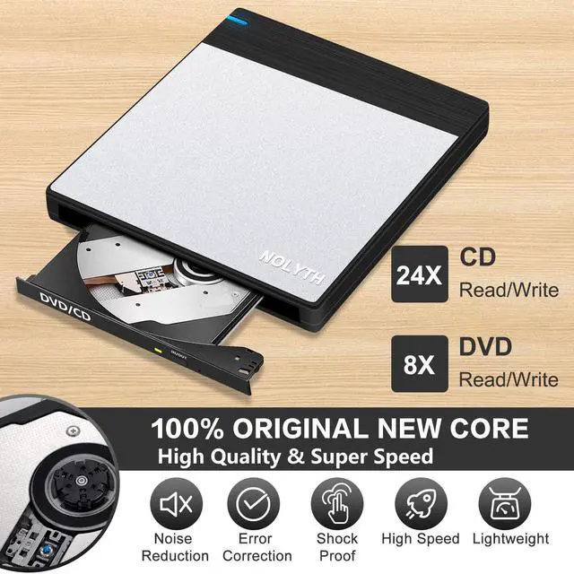 Alt view image 2 of 7 - External CD Drive for Laptop: USB 3.0 & USB-C DVD Player Burner Reader for Mac PC Windows 11 with SD/TF/2 USB Ports Portable +/-RW Optical Drive for Apple MacBook