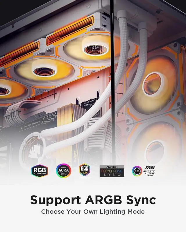 Alt view image 3 of 7 - COSMIQ 120mm PC Case Fan, Infinity Mirror FDB 2000 RPM with 5V 3-PIN Connector and Small Controller, Daisy Chain PWM PC RGB Fans for Cases CPU Liquid Coolers, White, Reverse Fan