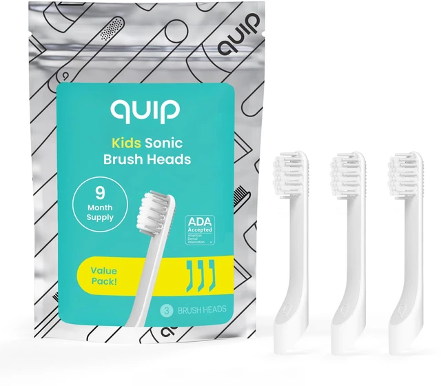Main image of Sonic Toothbrush Small Replacement Heads for Kids, 9 Months, 3 Pack | Genuine quip Brush Head Refills for Kids Sonic Electric Toothbrushes, Small Refill Head, Compact, 3 Months per Brush Head