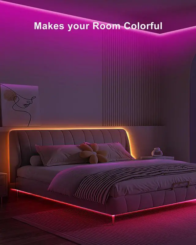Alt view image 6 of 7 - 32.8ft Bluetooth RGB COB Led Strip Lights with Remote, Dimmable Smart App Led COB Light Strip, Color Changing Music Sync, Indoor RGB Led Lights for Bedroom, Home Decor, Party