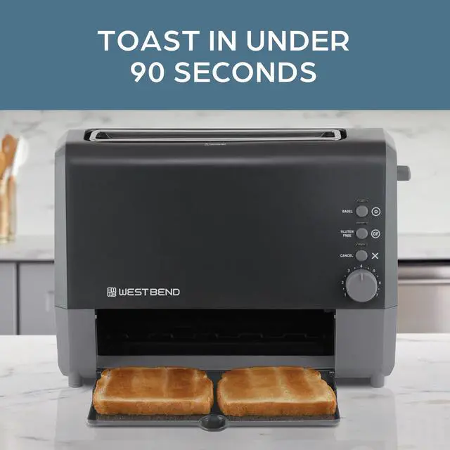 Alt view image 3 of 7 - QuikServe Toaster, 2-Slice Wide-Slot Slide-Through Bread Toaster with Bagel and Gluten-Free Settings and Cool-Touch Exterior Fast Toasting, Includes Removable Serving Tray, 1400-Watts, Black