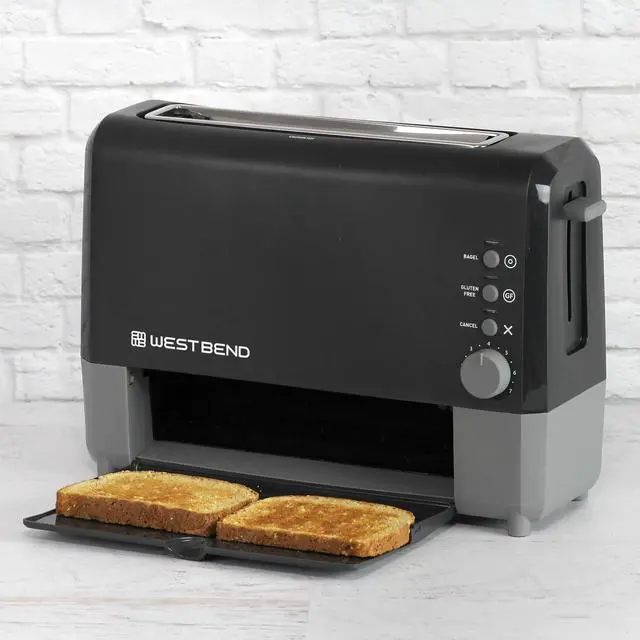 Alt view image 7 of 7 - QuikServe Toaster, 2-Slice Wide-Slot Slide-Through Bread Toaster with Bagel and Gluten-Free Settings and Cool-Touch Exterior Fast Toasting, Includes Removable Serving Tray, 1400-Watts, Black