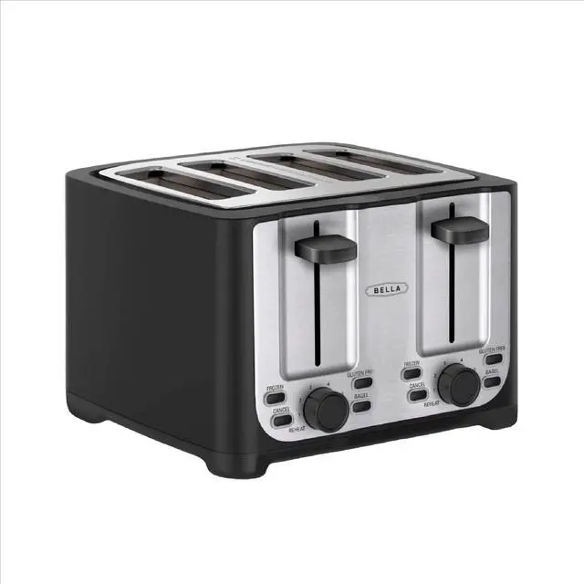 Main image of 4 Slice Toaster with Auto Shut Off, Extra Wide Slots & Removable Crumb Tray and Cancel, Defrost & Reheat Function, Toast Bread & Bagel, Black