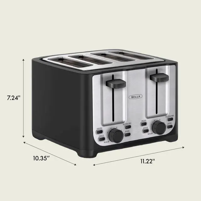Alt view image 7 of 7 - 4 Slice Toaster with Auto Shut Off, Extra Wide Slots & Removable Crumb Tray and Cancel, Defrost & Reheat Function, Toast Bread & Bagel, Black