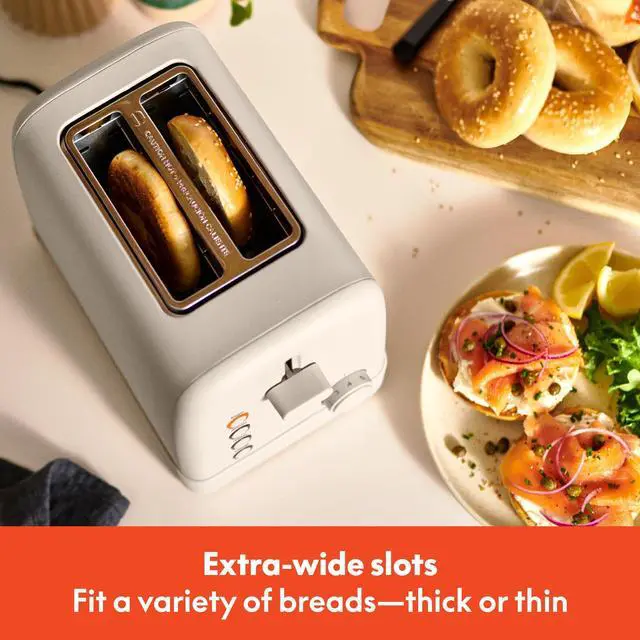 Alt view image 2 of 7 - 2 Slice Toaster, 6 Setting Shade Control w Reheat, Cancel, Bagel & Defrost Buttons, Removable Crumb Tray, Anti Jam & Auto Shutoff, Auto Centering Guides & Cord Wrap, 900 Watt, Oatmilk