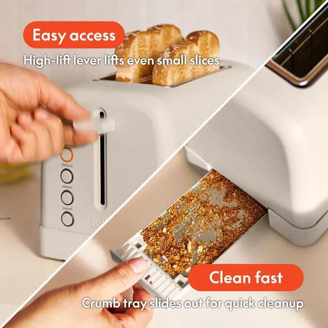 Alt view image 3 of 7 - 2 Slice Toaster, 6 Setting Shade Control w Reheat, Cancel, Bagel & Defrost Buttons, Removable Crumb Tray, Anti Jam & Auto Shutoff, Auto Centering Guides & Cord Wrap, 900 Watt, Oatmilk