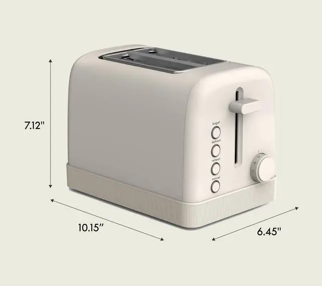 Alt view image 7 of 7 - 2 Slice Toaster, 6 Setting Shade Control w Reheat, Cancel, Bagel & Defrost Buttons, Removable Crumb Tray, Anti Jam & Auto Shutoff, Auto Centering Guides & Cord Wrap, 900 Watt, Oatmilk