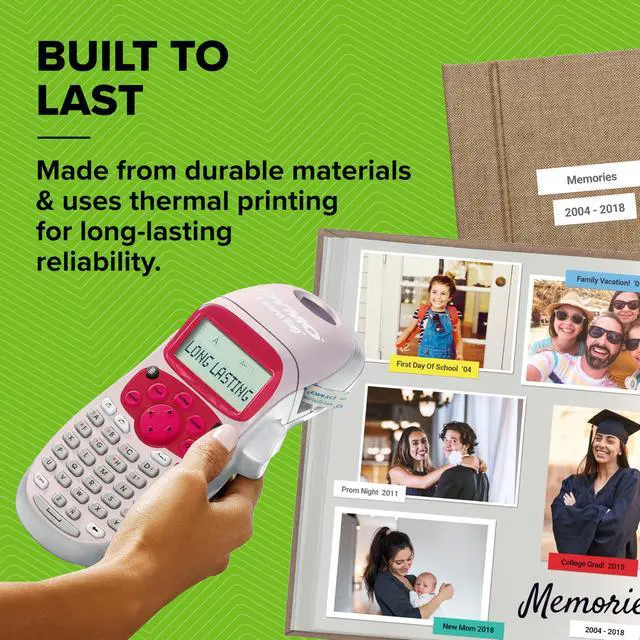 Alt view image 6 of 7 - LetraTag LT-100H Handheld Aesthetic Label Maker, ABC Keyboard Label Printer with Easy-to-Use, 13 Character LCD Screen, Great for Home & Office Organization, Pink