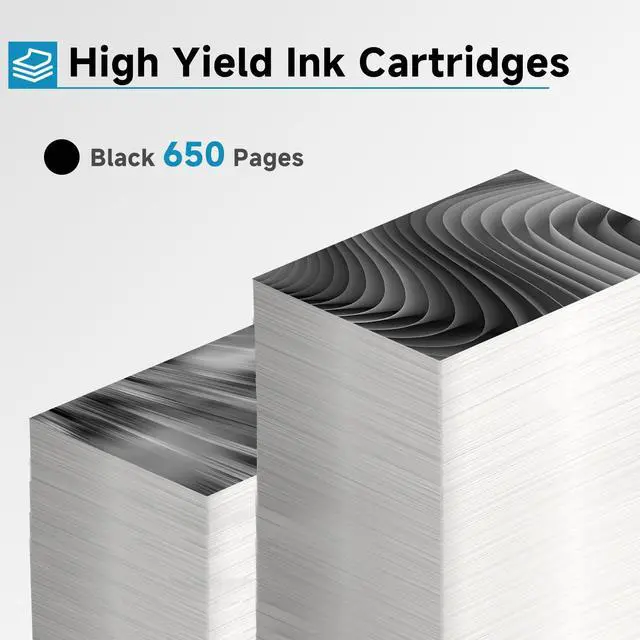 Alt view image 3 of 6 - 67XL Ink Cartridges (Black 2 Pack) Replacement for HP 67 Ink XL 6055 2827e hp67xl hp67 for 2700 2700e 2855e 2752 2742e 2755 4255e 4100 4152e 4155 6000 6055e 6400 6458 6452 6455e Printer