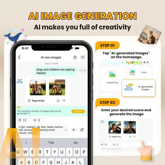 Alt view image 3 of 7 - Sticker Printer, PM230 Print Pod Mini Bluetooth Portabel Sticker Maker with 3 Rolls Paper, Print Pods with Multiple Templates for Phone & Tablet, Smart AI APPValentine's Day Gifts, White