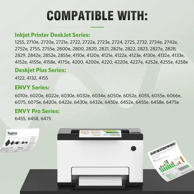 Alt view image 2 of 6 - 67XL Ink Cartridge Replacement for HP 67 XL Remanufactured for HP Ink 67 67XL for DeskJet 2755e 2700 2855e 2800 2752 2742e 4155e 4255e 4100 Envy 6055 6055e 6455e Printer 2-Pack Black Tri-Color
