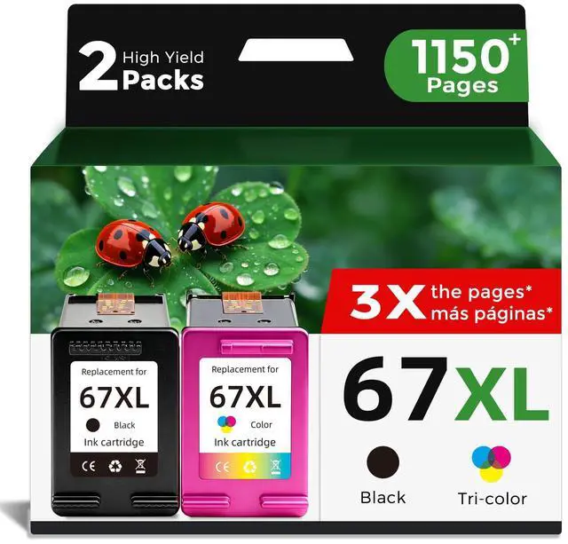 Main image of 67XL Ink Cartridge Black Color Combo Pack Replacement for HP 67 HP67 XL HP67XL for 2700 2700e 4100 6400 4155e 2755e 6000 2855e 2827e 2752e 4100e 6458 6455e 4152 6055e 6052e 4152e 2742e 6400e Printer