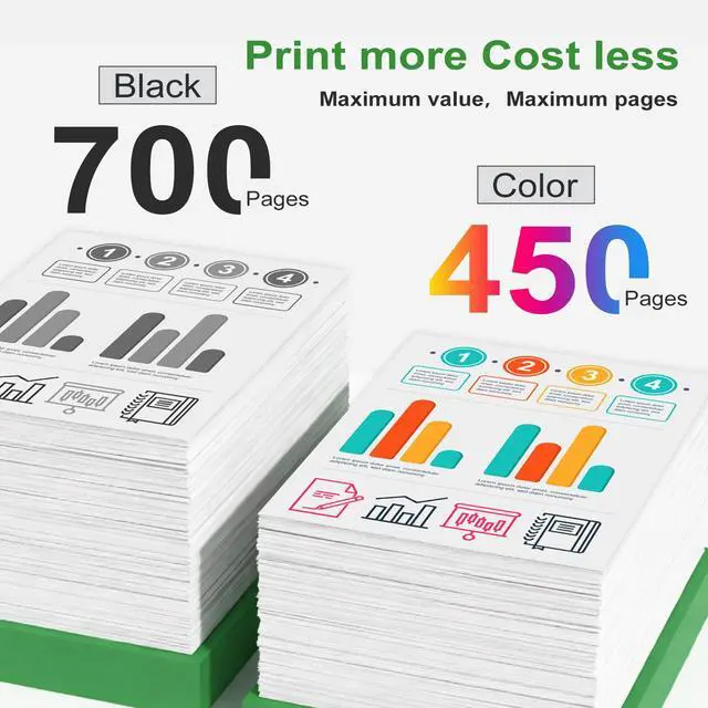 Alt view image 3 of 7 - 67XL Ink Cartridge Black Color Combo Pack Replacement for HP 67 HP67 XL HP67XL for 2700 2700e 4100 6400 4155e 2755e 6000 2855e 2827e 2752e 4100e 6458 6455e 4152 6055e 6052e 4152e 2742e 6400e Printer