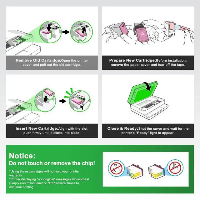 Alt view image 6 of 7 - 67XL Ink Cartridge Black Color Combo Pack Replacement for HP 67 HP67 XL HP67XL for 2700 2700e 4100 6400 4155e 2755e 6000 2855e 2827e 2752e 4100e 6458 6455e 4152 6055e 6052e 4152e 2742e 6400e Printer