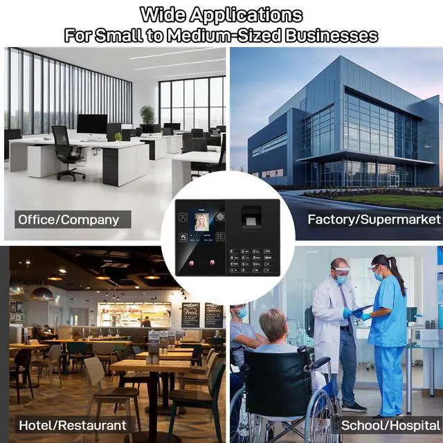 Alt view image 7 of 7 - 4 in 1 Employee Time Clocks for Small Business (Face + Fingerprint + Palm Print + PIN) Employee Clock in & Out Machine Biometric Attendance Punch Clock