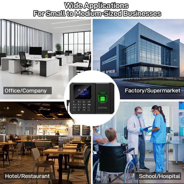 Alt view image 7 of 7 - 2 in 1 Time Clocks for Employees Small Business (Fingerprint + Password) Employee Clock in & Out Machine Attendance Punch Clock