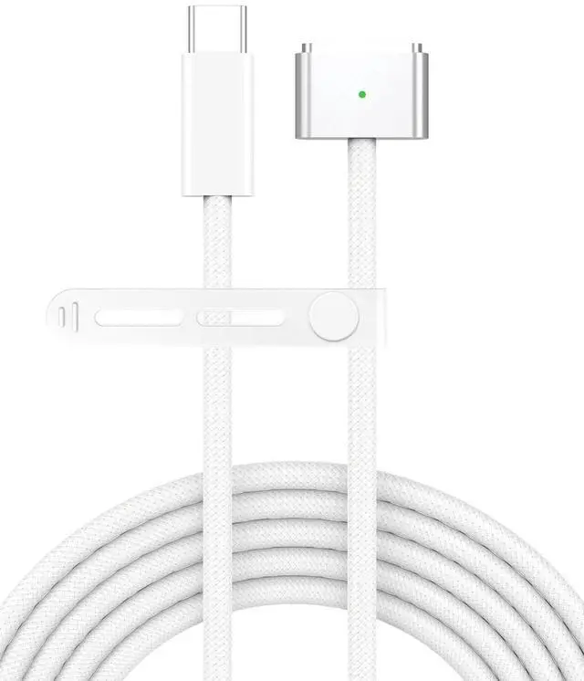 Main image of USB C to Magnetic 3 Charger Cable for MacBook Air 13.6 15 inch Mac Pro 14 16 M5 M4 M3 M2 M1 2026 2025 2024 2023 2022 2021, Braided Cord & LED, Powerful Magnetic, Super Durable, Original Quality 6.6ft