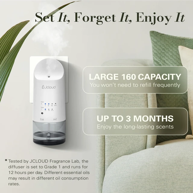 Alt view image 5 of 7 - Waterless Plug in Scent Diffuser for Essential Oils, White | Up to 500 Ft², Adjustable Scent Levels, Night Mode, 160mL Capacity, Portable Wall Cold Air Diffuser for Home, Office, Hotel
