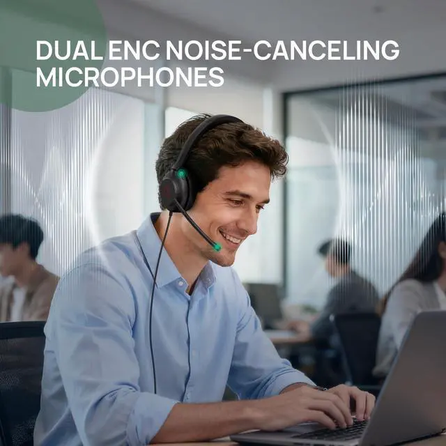 Alt view image 2 of 7 - UH35 Wired Headset, USB Headset with Noise Cancelling Mic, Optimized for Skype and Zoom and Other Leading Conferencing Platforms, All-Day Comfort Design, Mute Button, Busylight