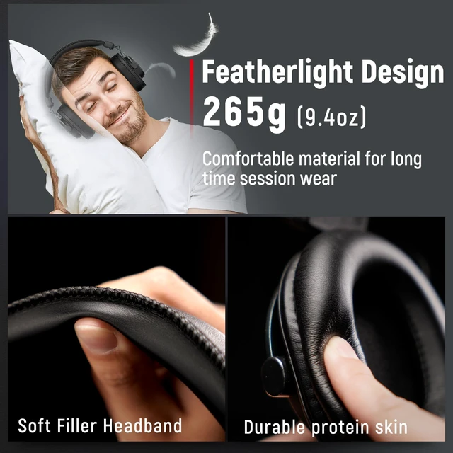 Alt view image 5 of 7 - HD8 Wired Studio Monitor Headphone, Detachable 3.5mm/6.35mm Cables | Podcast Headphones with 50mm Drivers, Closed-back Design, Passive Noise Canceling, Lightweight, for PC/Mixer/Instrument/Mic