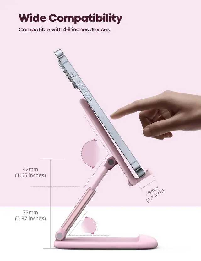 Alt view image 5 of 7 - Pink Phone Holder, Desk Accessories - Rose Gold Pink Office Cell Phone Holder, Desktop, Office Desks Accessories, Desk Decor Gifts for Women, for Mothers Day, 4-8'' Telephone Stand