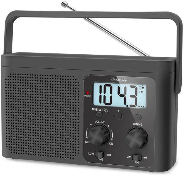 Main image of AM FM Radio Portable Shortwave Radio Battery Powered/Plug in Wall | for Home Outdoor, Strong Reception, Large Dial Easy to Use, Digital Time Display, Transistor Antenna, Seniors Small Gift