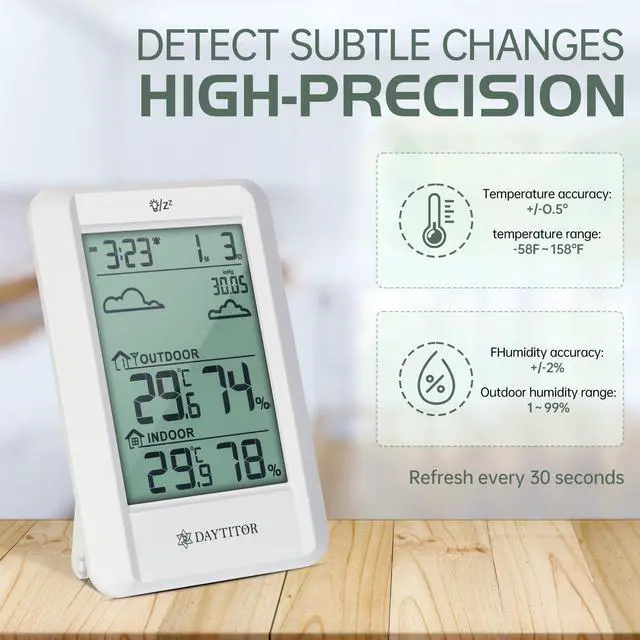 Alt view image 2 of 7 - Outdoor Thermometer Weather Station Wireless, White