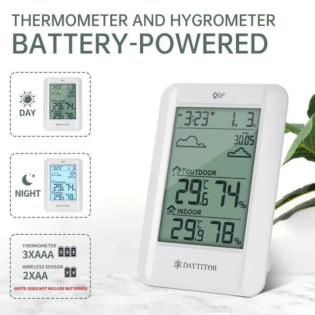Alt view image 4 of 7 - Outdoor Thermometer Weather Station Wireless, White