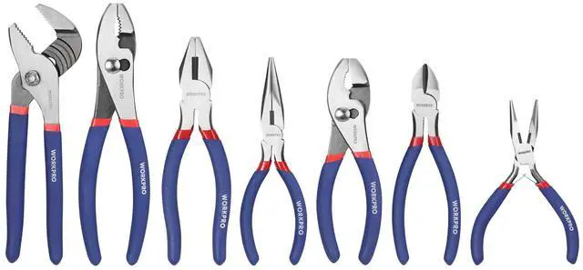 Main image of 7-piece Pliers Set with Groove Joint, Long Nose, Slip Joint, Linesman, and Diagonal Pliers for DIY & Home Use